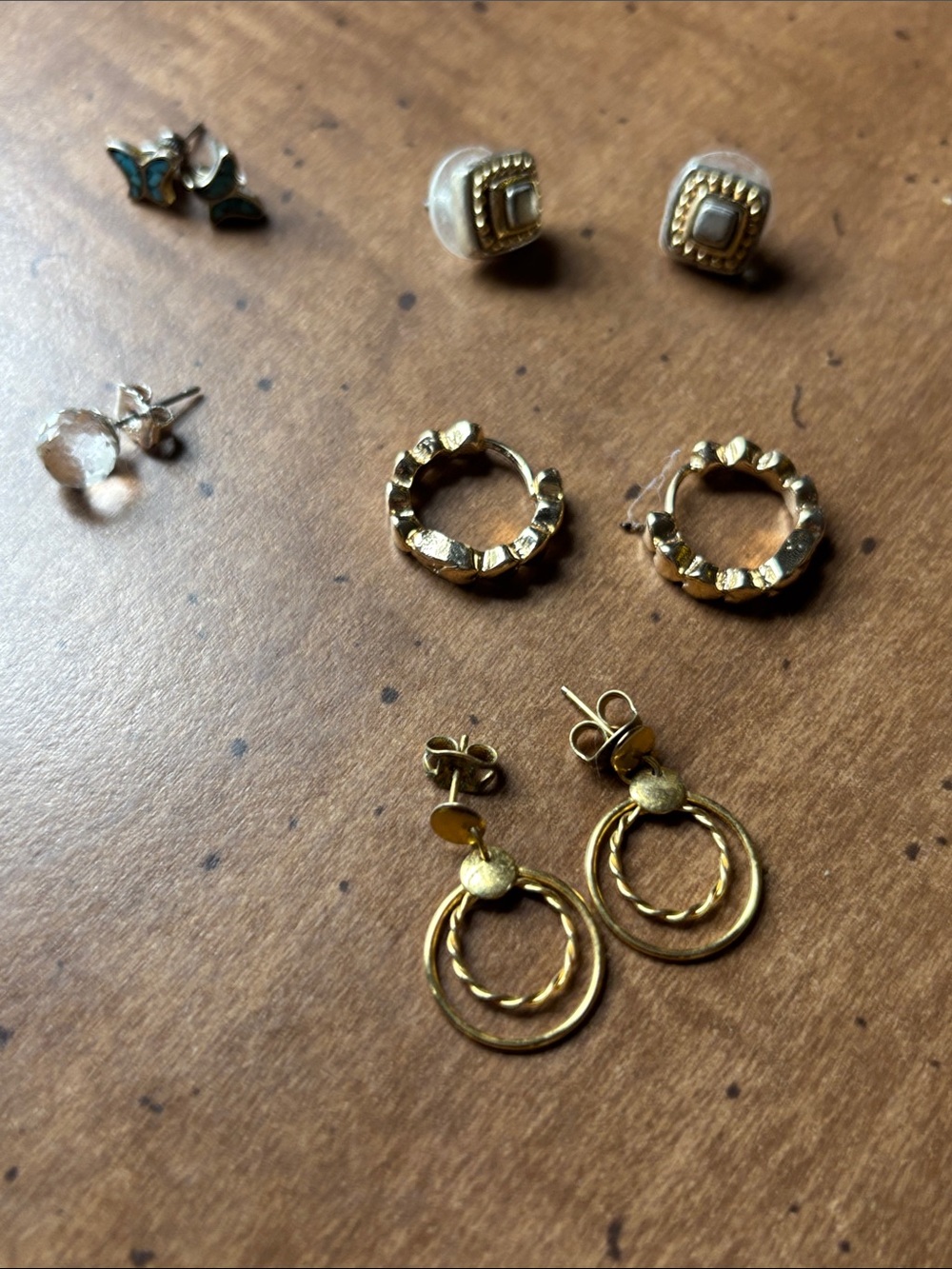 Gold-Tone Double Hoop Drop Earrings - Women Jewelry